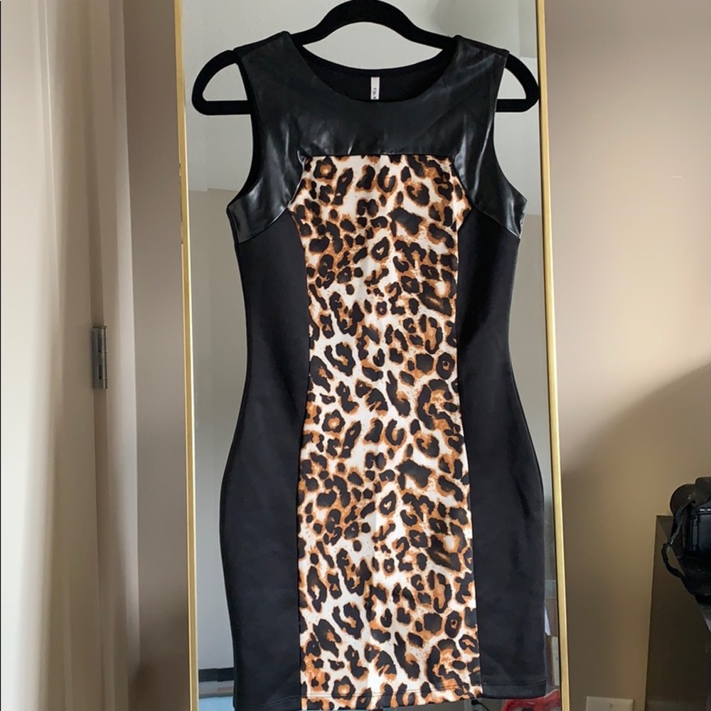 Leopard print one piece dress